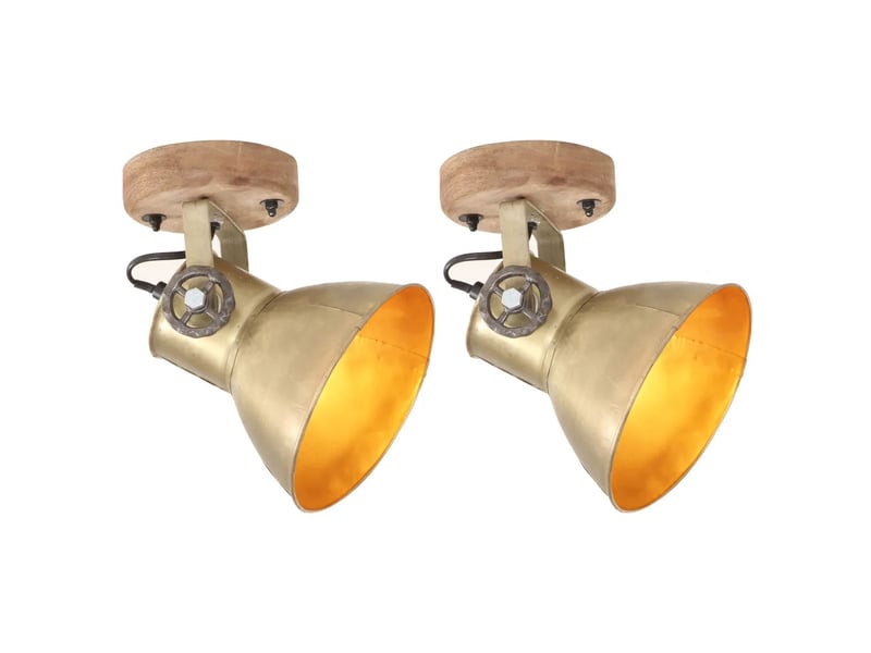  Lot de 2 lampes murales style industriel finition mate 20 x 25 cm en fer laiton antique 02_0046646  - Conforama A
