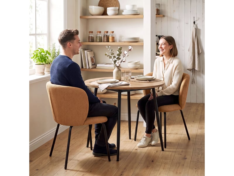  Lot de 2 chaises salle à manger design dossier enveloppant tissu terracotta  - Conforama D