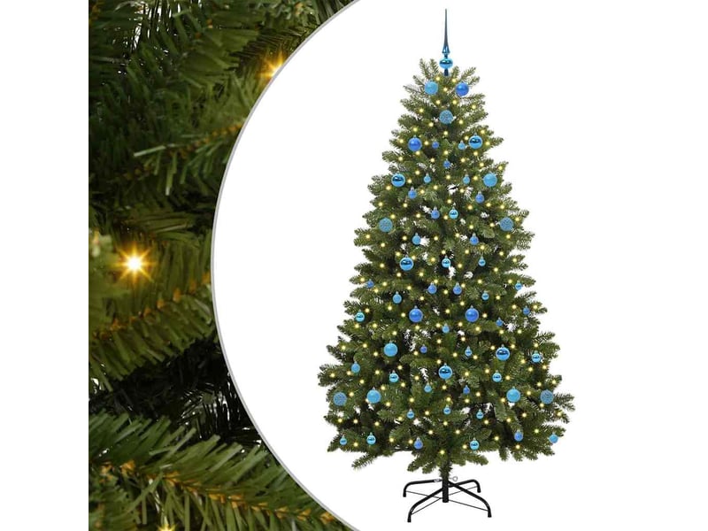 Sapin de noël, arbre de noël artificiel 210 cm 300 led blanc chaud vert shl6621 - Conforama A