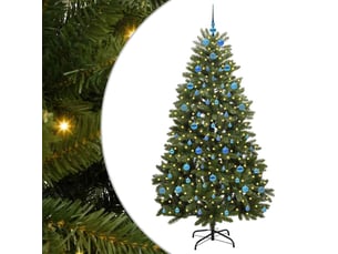 Sapin de noël, arbre de noël artificiel 210 cm 300 led blanc chaud vert shl6621