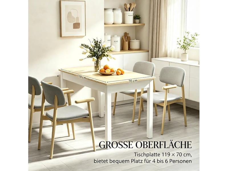 Table à manger rectangulaire chêne et blanc – 119 x 70 x 75 cm - Conforama C