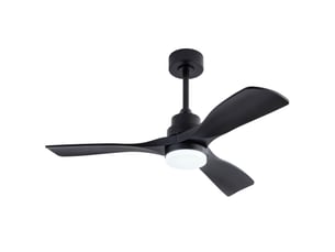 Ventilateur de plafond led 107x107x40 cm noir abs, 3 pales et télécommande à 6 vitesses