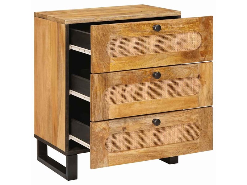  Table de chevet, table de nuit naturel 50 x 33 x 62 cm bois de mangue massif shl8101  - Conforama A