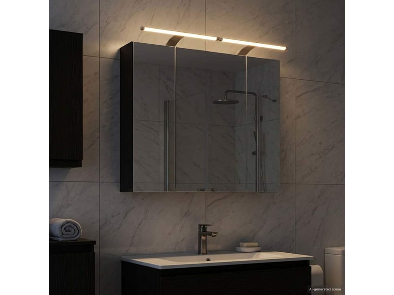 Armoire miroir salle de bain, meuble de rangement chêne noir 80x14.5x70 cm shl1929 - Conforama D
