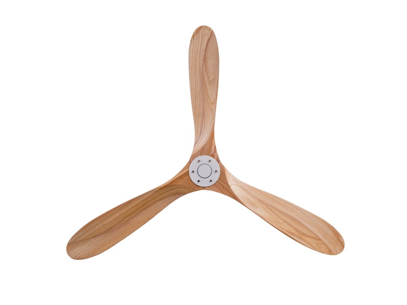  Ventilateur de plafond 60 pouces sans lumière, bois naturel, étanche, grand format, design mid-century pour terrasse, salon, garage et pavillon  - Conforama A