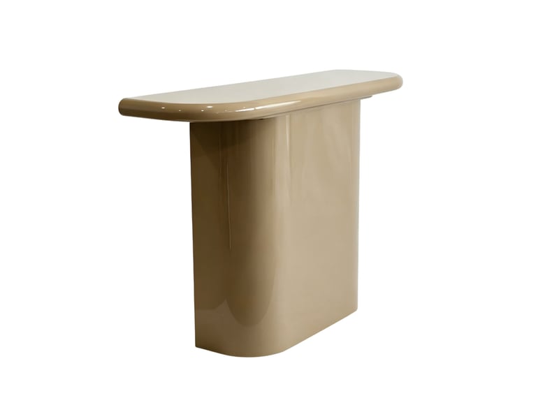  Console en mdf laquée couleur taupe brillant  - Conforama D