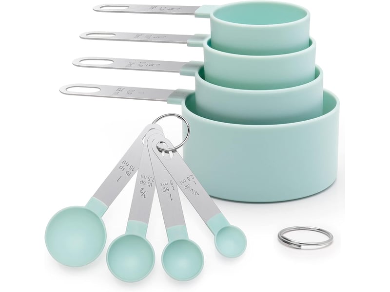  Lot de 8 tasses à mesurer et cuillères à mesurer avec poignées en acier inoxydable, outil de mesure pour liquides et solides, ustensiles de cuisson - green  - Conforama A