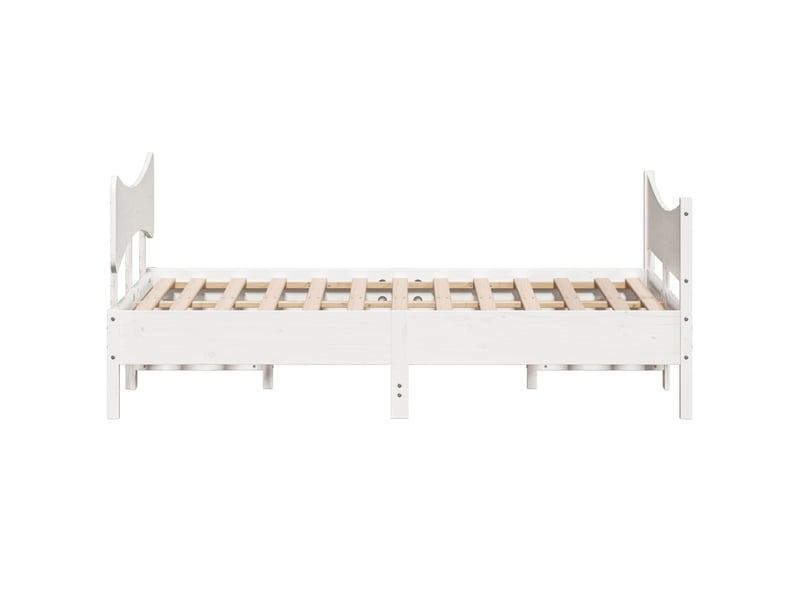 Lit double- lit adulte - cadre de lit sans matelas blanc 150x200 cm bois de pin massif - Conforama D