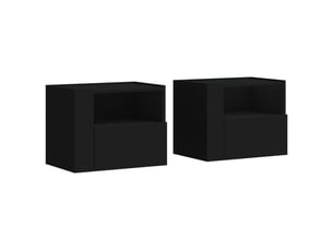 Lot de 2 tables de chevet - cabinet de chevet - table de nuit murales noir 45x30x35 cm