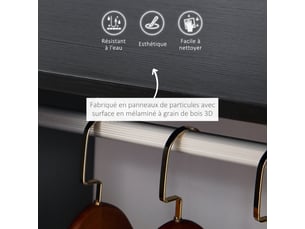 Lot de 2 portants à vêtements penderie mobile avec roulettes 2 niches + espace grand penderie en bois noir