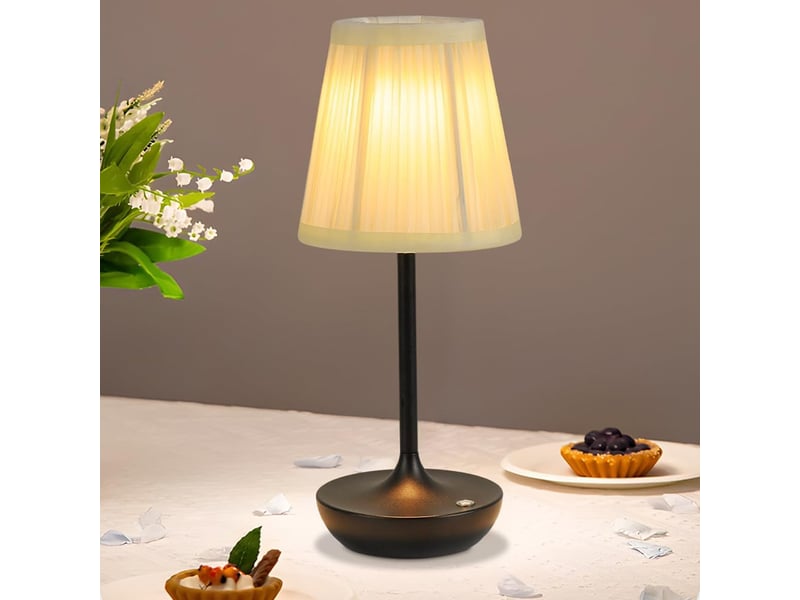  Lampe de table led sans fil rechargeable usb 1200 mah, tactile et à intensité réglable, pour intérieur et extérieur, noir  - Conforama D