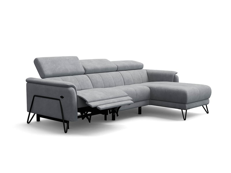  Canapé d'angle 4 places roden avec relax, tissu velours gris clair RODEN - Conforama A