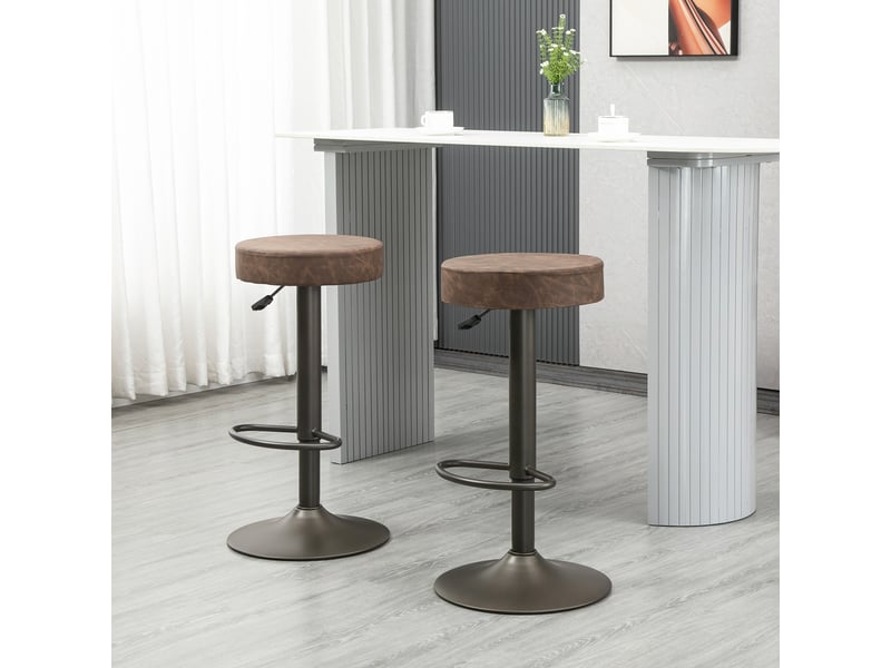  Lot de 2 tabourets de bar pivotants avec repose-pieds et hauteur réglable, 35 x 36 x 64-85 cm, marron  - Conforama D