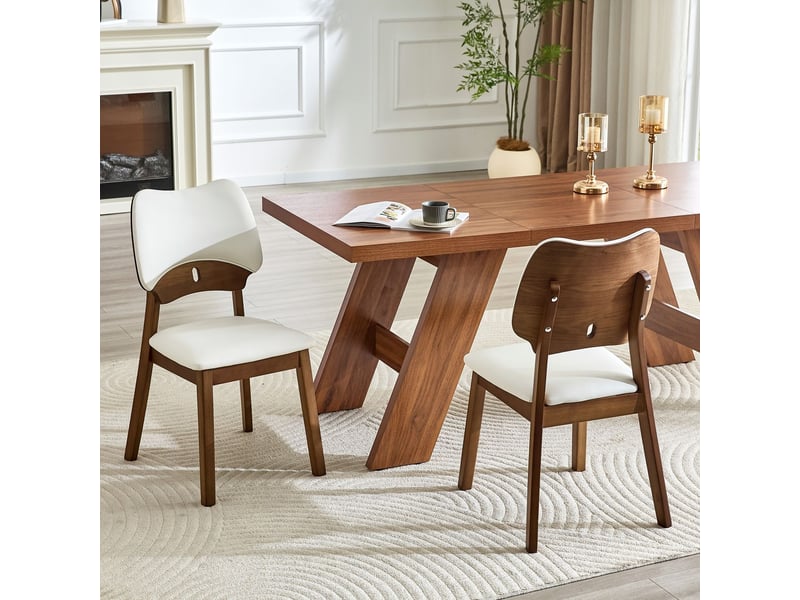  Lot de chaises 2 chaises dossier papillon assise rembourrée chaises en bois design moderne  - Conforama B