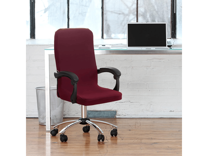  Housse de chaise de bureau élastique bordeaux, grande taille, housse universelle amovible et lavable pour chaise de bureau pivotante, housse de cha XLH-ZLS-009442MF - Conforama E