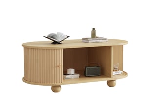 Table basse ovale coloris bois clair <strong>KORFEE</strong> <strong></strong> - 50 cmx100 cm