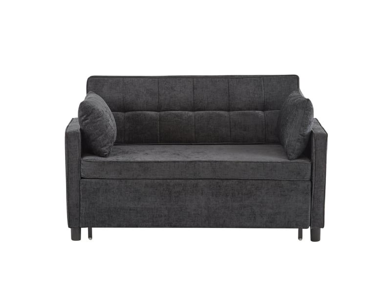  Canapé-lit,142x79x85 cm,2 places avec dossier réglable,chenille,noir antique  - Conforama A