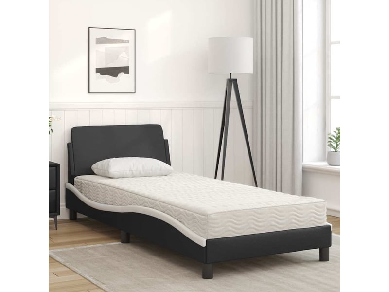 Lit simple- lit adulte - lit avec matelas dover noir et blanc 80x200 cm similicuir - Conforama B