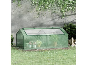 Mini serre de jardin 180 x 90 x 70 cm – verte – 2 fenêtres moustiquaires à fermeture éclair et couverture pe