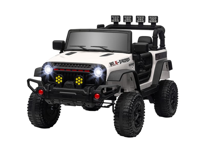 Voiture électrique pour enfants de 3 ans et plus avec batterie 12 v, télécommande, phares led, klaxon et musique - blanche - Conforama B