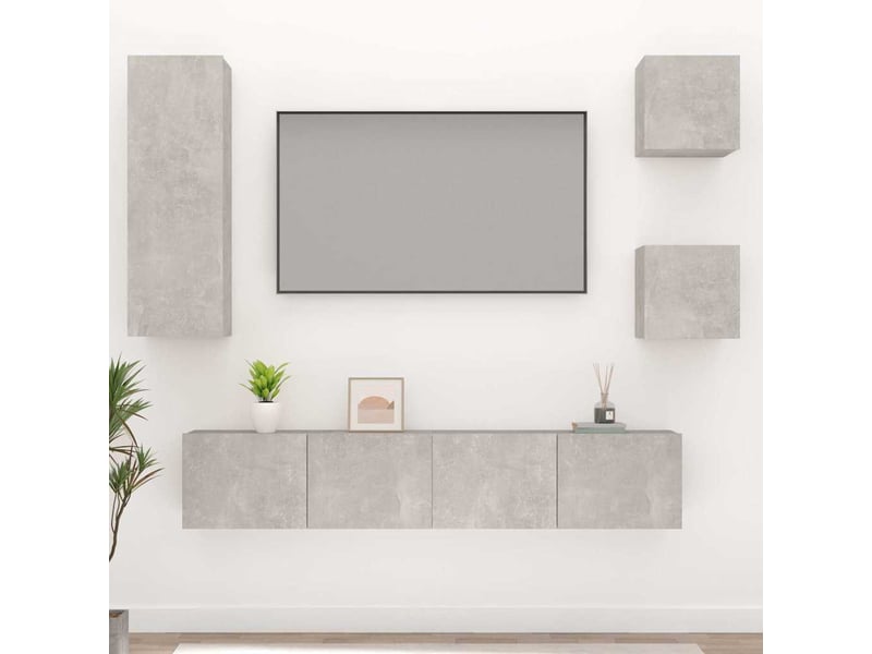  Ensemble de meubles tv 5 pcs gris béton bois d'ingénierie shl68133  - Conforama B