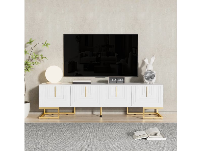  Meuble tv modenvie 170 x 40 x 45,5 cm blanc à 4 portes texturées  - Conforama B