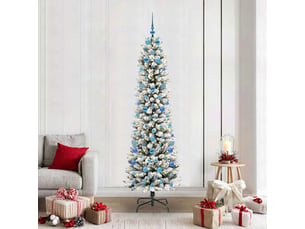 Sapin de noël - arbre de noël artificiel blanc 210 cm pvc, métal et plastique