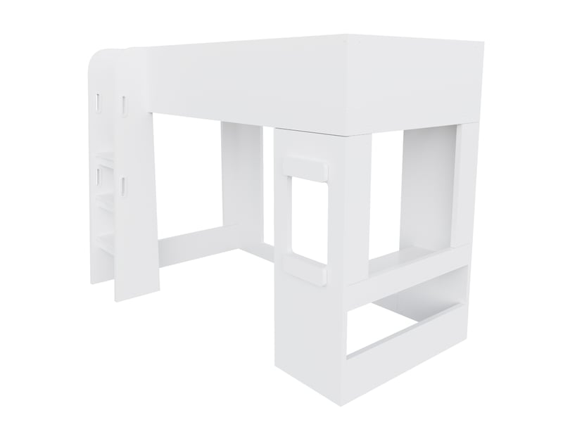  Lit mezzanine 90 x 200 cm avec bureau, led et échelle à mains courantes, blanc C-CRAFTLINK - Conforama A