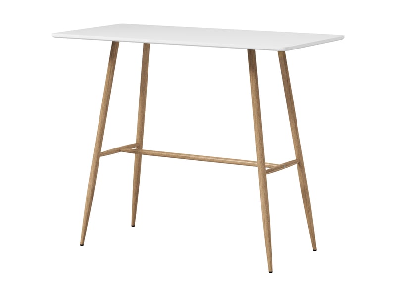  Table de bar rectangulaire 4 personne pieds en acier effet bois assemblage facile 118 x 58 x 98 cm blanc  - Conforama B