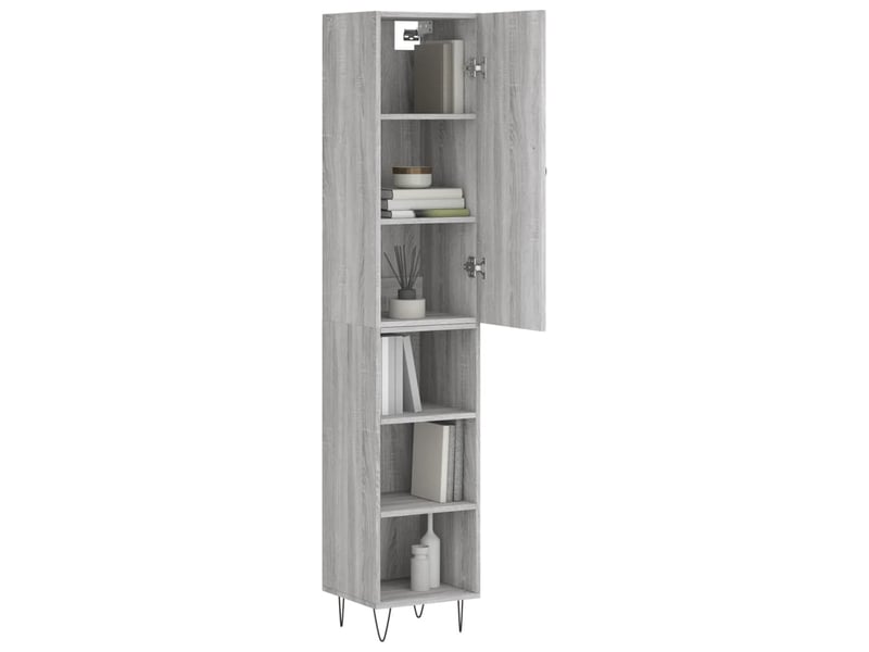  Buffet haut - bahut - meuble de rangement sonoma gris 34,5x34x180 cm bois d'ingénierie  - Conforama C