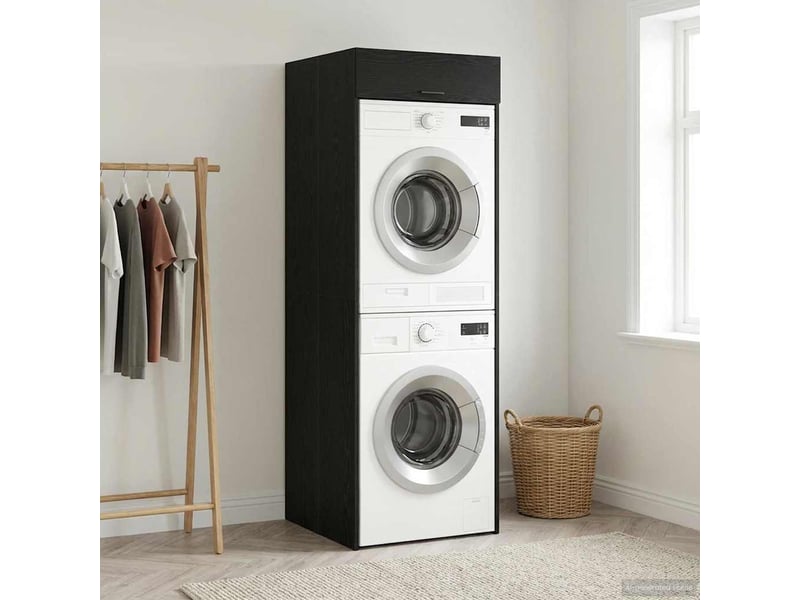  Armoire pour machine à laver chêne noir 67,5x68x200 cm  - Conforama B