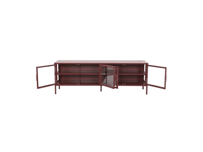  Meuble tv industriel métal et verre trempé 4 portes 160cm bordeaux - arkansas  - Conforama C
