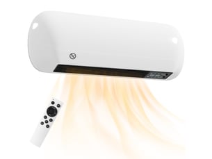 Chauffage mural en céramique 10002000w, radiateur électrique, ventilateur, thermostat, minuterie, 50x19x14cm, blanc