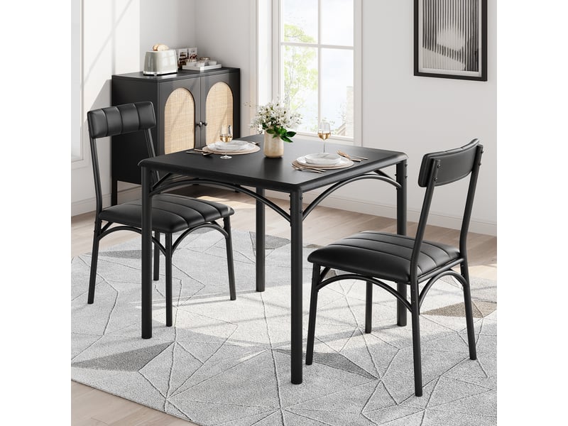  Ensemble de salle à manger 3 pièces – table carrée et 2 chaises  – pour appartement ou studio – style rustique moderne – noir cBc-IbyFStLf-c1BP-t - Conforama C