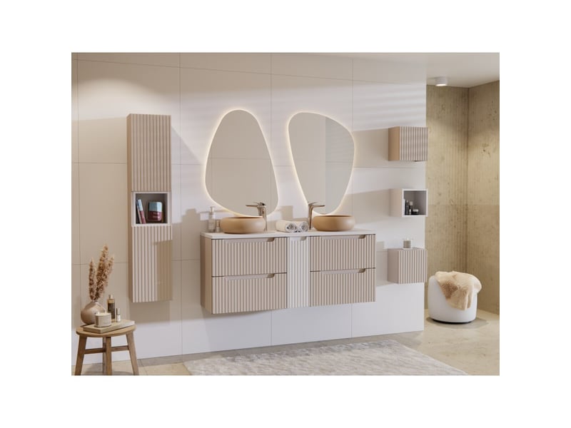 Miroir salle de bain led asymétrique 80x57 cm design moderne  - Conforama C