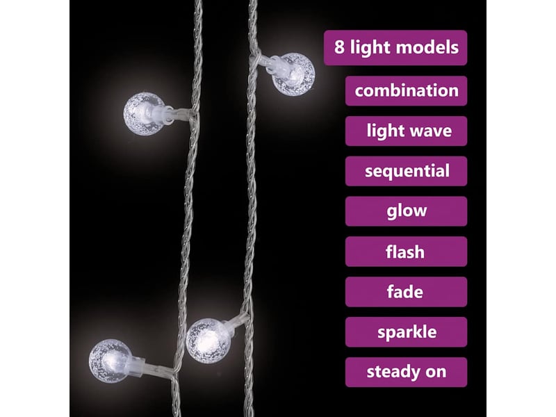  Guirlande lumineuse, éclairage de noël globe 40 m 400 led blanc froid 8 fonctions cf62450  - Conforama E
