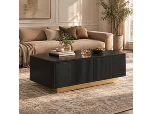 Table basse rectangulaire coloris noir MEULVA  - 50 cmx110 cm