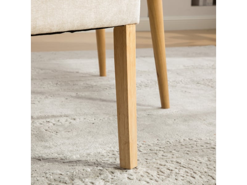  Chaises de salle à manger en bois massif rembourrées en chenille beige, pieds bois, clous décoratifs 2 piècescarton  - Conforama D