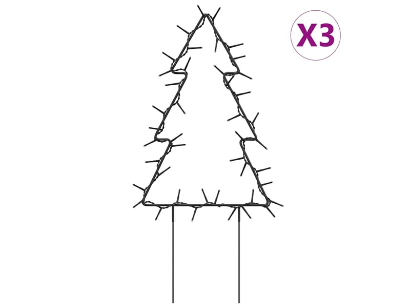  Décoration lumineuse arbre de noël piquets 3 pcs 50 led 30 cm  - Conforama C