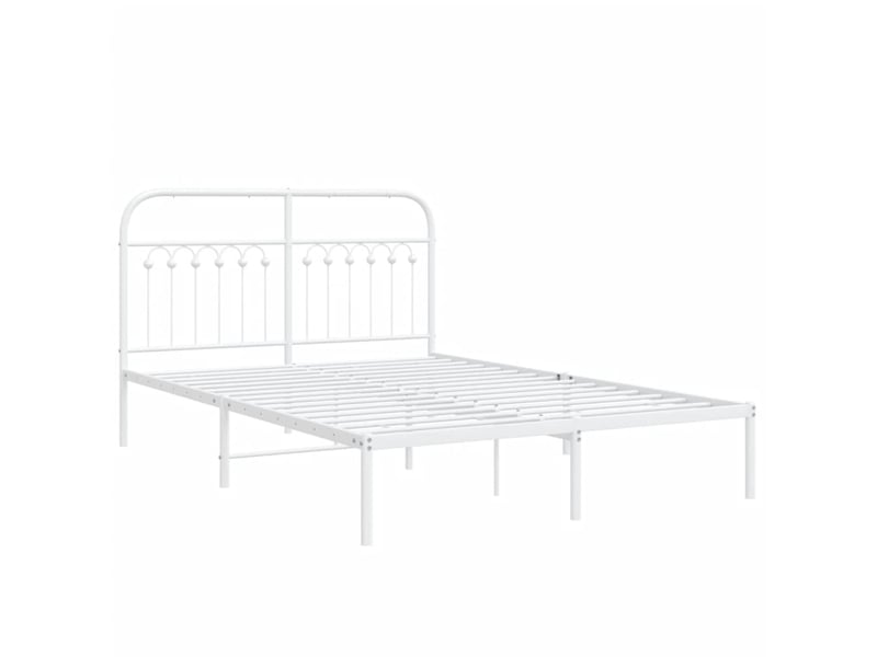  Lit double- lit adulte -  cadre de lit métal sans matelas et tête de lit blanc 140x190 cm  - Conforama B