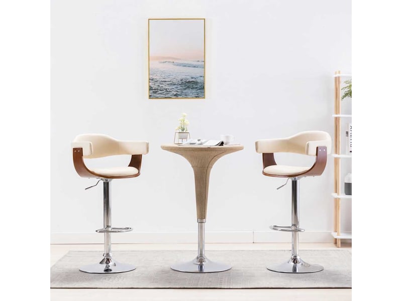  Lot de 2 tabouret de bar, chaise de bar crème bois courbé et similicuir shl85170  - Conforama B