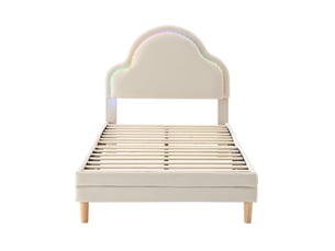 Lit simple 90x200 cm BEAOK   coloris beige