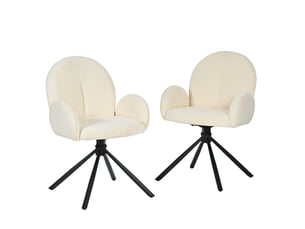 Lot de 2 chaises de salle à manger pivotantes 53,5 x 36 x 86,5 cm blanc crème, chenille et métal