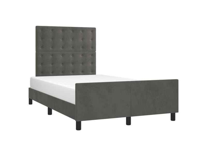 Lit double- lit adulte - cadre de lit sans matelas gris foncé 120x190 cm velours - Conforama C