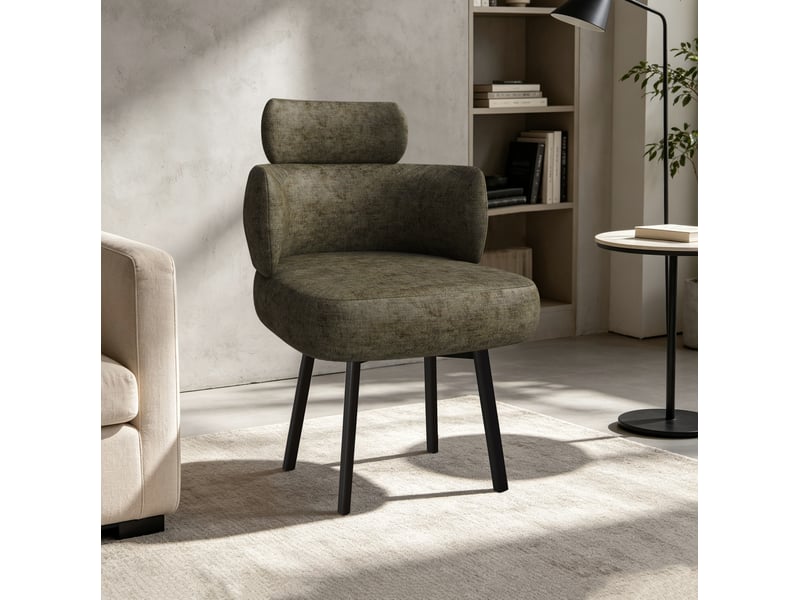  Chaise de salle à manger pivotante 56,5x54x89 cm en chenille vert olive  - Conforama B