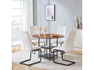 Ensemble table et chaises de salle à manger - table ronde 107 cm - double niveau de rangement