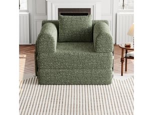 Canapé droit convertible <strong></strong> <strong></strong> 1 place Tissu vert