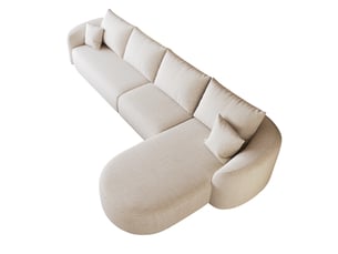 Canapé d’angle modulable en l 5 places 336 x 168 x 85 cm avec méridienne gauche, sans structure ni montage, mousse haute résilience, chenille, blanc