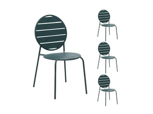 Lot de 4 chaises de jardin dossier rond en métal vert sapin - baca