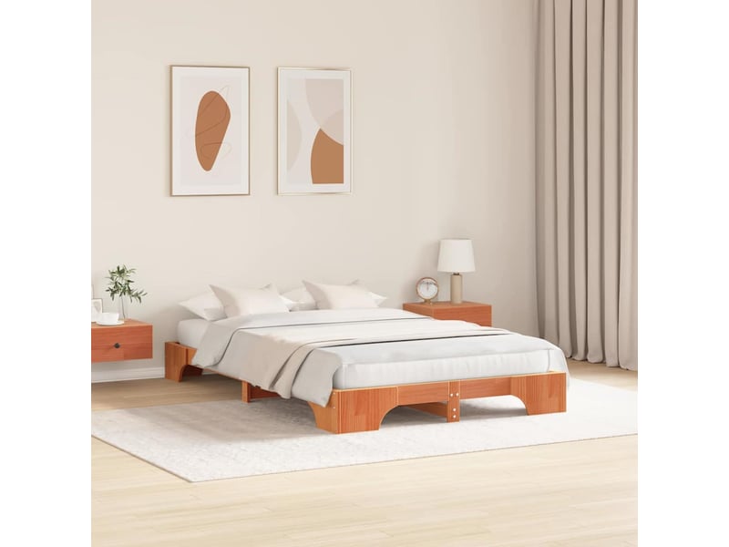  Lit double- lit adulte -  cadre de lit brun  120 x 190 cm pin massif  - Conforama B
